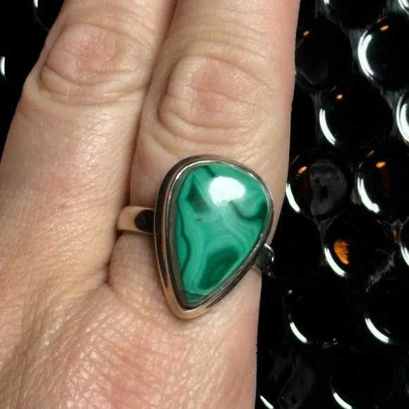 Malachite Ring | Natural Gemstone | 925 Sterling Silver | Size 11 | Jewelry - Picture 3 of 12